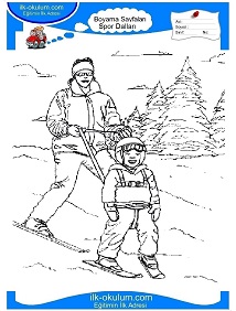 Çocuklar İçin Kayak Boyama Sayfaları 